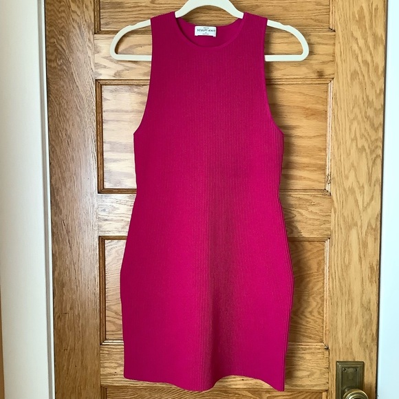 BABATON Granita Pink Sculpt Knit Racer Mini Dress Size M - Picture 4 of 13